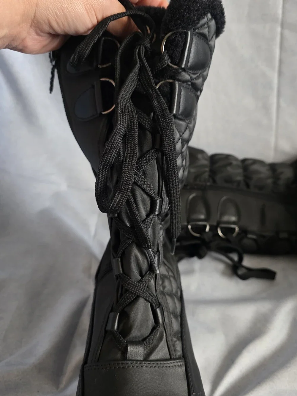 totes Black Insulated Lace-Up Winter Boots with Side Zip